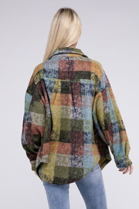 Bibi Multicolor Checkered Plaid Button Down Relaxed Fit Shacket