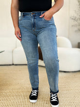 Load image into Gallery viewer, Judy Blue Mid Rise Release Hem Blue Denim Skinny Jeans
