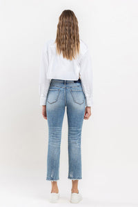 Lovervet by Flying Monkey Destroyed Cropped Straight Leg Blue Denim Jeans