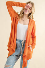 Cargar imagen en el visor de la galería, And The Why Dusty Coral Thermal Hooded Open Front Cardigan
