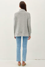 Cargar imagen en el visor de la galería, Be Cool Gray Side Slit Mock Neck Long Sleeve Tunic Top
