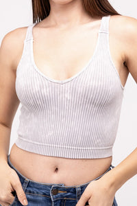 Zenana Washed Ribbed Cropped Tank Top