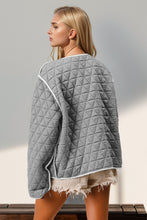 Carregar imagem no visualizador da galeria, Double Take Contrast Trim Tie Front Quilted Jacket
