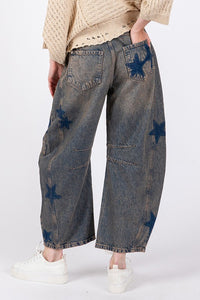 SAGE + FIG Blue Star Washed Denim Wide Leg Jeans