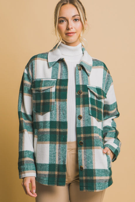 Love Tree Plaid Button Down Shacket