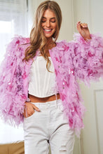 Load image into Gallery viewer, Davi &amp; Dani Pink Fluffy Tiered Ruffled Long Sleeve Party Jacket
