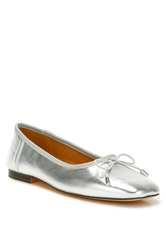 Rag Primrose Metallic Pleather Bow Ballerinas