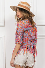 Cargar imagen en el visor de la galería, BiBi Open Front Fringed Crop Knit Cardigan
