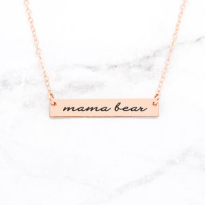 Mama Bear Personalized Quote Bar Necklace