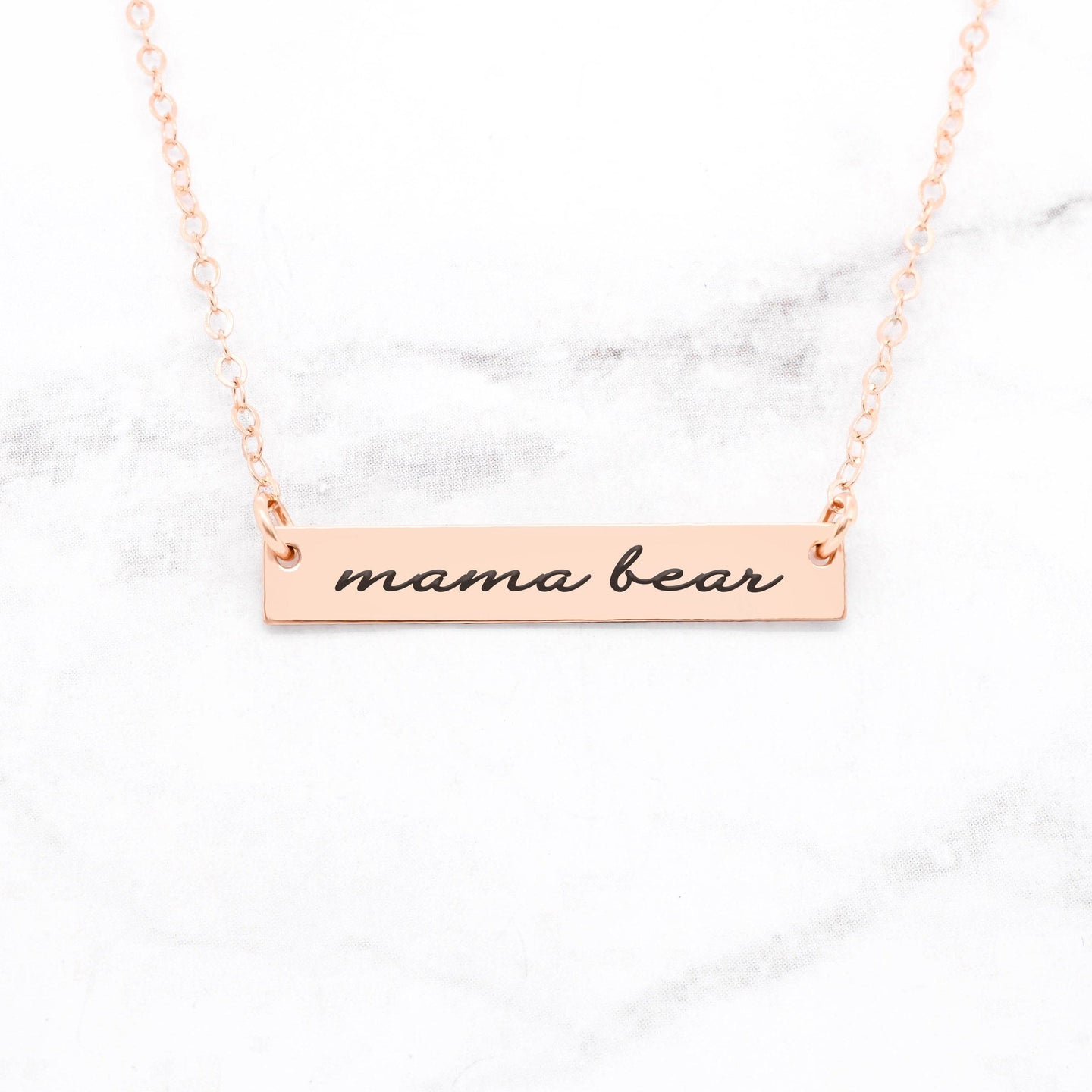 Mama Bear Personalized Quote Bar Necklace