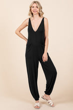 Load image into Gallery viewer, Culture Code Black Deep Plunge Sleeveless Jumpsuit
