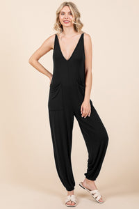 Culture Code Black Deep Plunge Sleeveless Jumpsuit