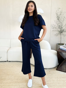 Double Take Textured Loungewear Set