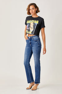 RISEN Mid Rise Straight Leg Blue Washed Denim Jeans