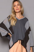 Load image into Gallery viewer, POL Charcoal Color Block Oversized Relaxed Top
