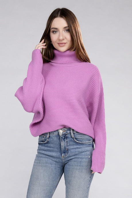 Zenana Dolman Sleeve Turtleneck Sweater