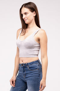 Zenana Washed Ribbed Cropped Tank Top