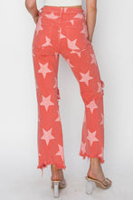 Load image into Gallery viewer, RISEN Star Pattern Distressed Chewed Raw Hem Jeans
