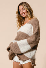 Ladda upp bild till gallerivisning, BiBi Striped Dropped Shoulder Knit Sweater
