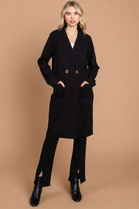 Culture Code Black Double Breast Lapel Collar Coat