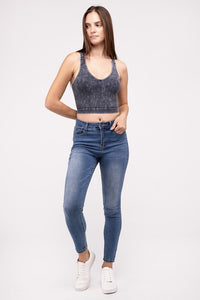 Zenana Washed Ribbed Cropped Tank Top