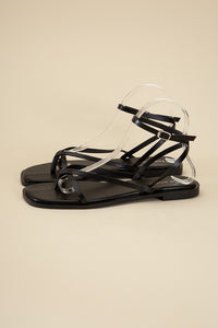 Top Moda Black Strappy Flat Sandals