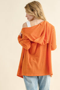 And The Why Dusty Coral Thermal Hooded Open Front Cardigan