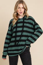 Загрузить изображение в средство просмотра галереи, BOMBOM Drawstring Striped Dropped Shoulder Hoodie Top
