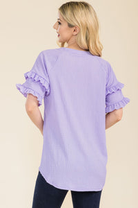 Celeste Double Ruffle Sleeve Textured Top