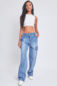 YMI Jeanswear Blue Washed Straight Leg Denim Cargo Jeans