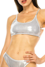 Load image into Gallery viewer, Mermaid Swimwear Metallic Ruched Strappy Two Piece Bikini Set
