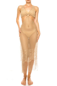 Mermaid Swimwear Super Soft Sheer Crochet Side Cutout Cover Up