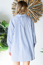 Ladda upp bild till gallerivisning, First Love Blue Striped Button Down Shirt
