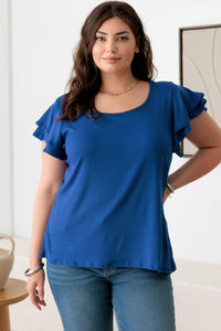 Gilli Plus Size Fluttery Sleeve Top