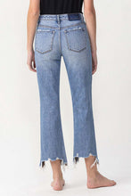 Load image into Gallery viewer, Lovervet High Waisted Distressed Chewed Raw Hem Blue Denim Straight Leg Jeans
