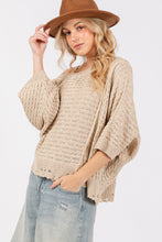 Ladda upp bild till gallerivisning, SAGE + FIG Distressed Asymmetrical Open Stitch Sweater
