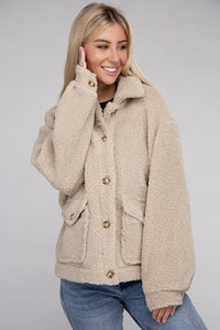 Ambiance Cozy Sherpa Button Down Lined Jacket