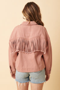 Mittoshop Pink Fringe Detail Cotton Twill Jacket