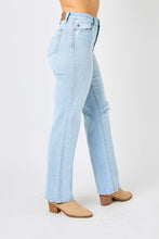 Ladda upp bild till gallerivisning, Judy Blue High Waisted Distressed Straight Leg Blue Denim Jeans

