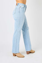 Load image into Gallery viewer, Judy Blue High Waisted Distressed Straight Leg Blue Denim Jeans
