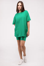 Cargar imagen en el visor de la galería, Zenana Cotton Blend Top &amp; Biker Shorts Loungewear Set
