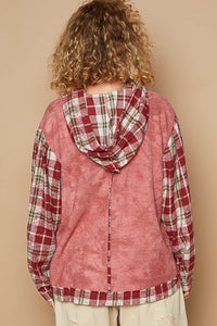 POL Star Patch Plaid Long Sleeve Hoodie