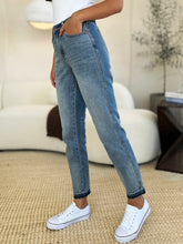 Load image into Gallery viewer, Judy Blue Mid Rise Release Hem Blue Denim Skinny Jeans
