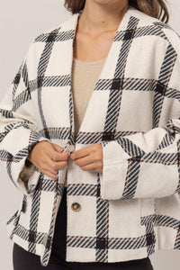 HYFVE Plaid Deep V Button Down Jacket