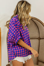 Load image into Gallery viewer, BiBi Plaid Button Down Dolman Sleeve Top
