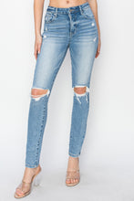 Ladda upp bild till gallerivisning, Risen High Rise Knee Distressed Skinny Blue Wash Denim Jeans
