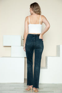 Judy Blue Button Fly Hem Destroy Blue Denim Straight Leg Jeans