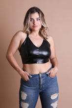 Load image into Gallery viewer, Leto Plus Size Vegan Leather Longline Bralette
