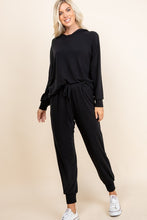 Cargar imagen en el visor de la galería, Super Lady Black Hoodie and Pants Lounge Set
