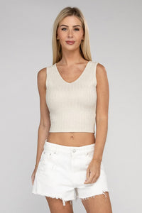 Zenana Cropped Ribbed Knit Tank Top